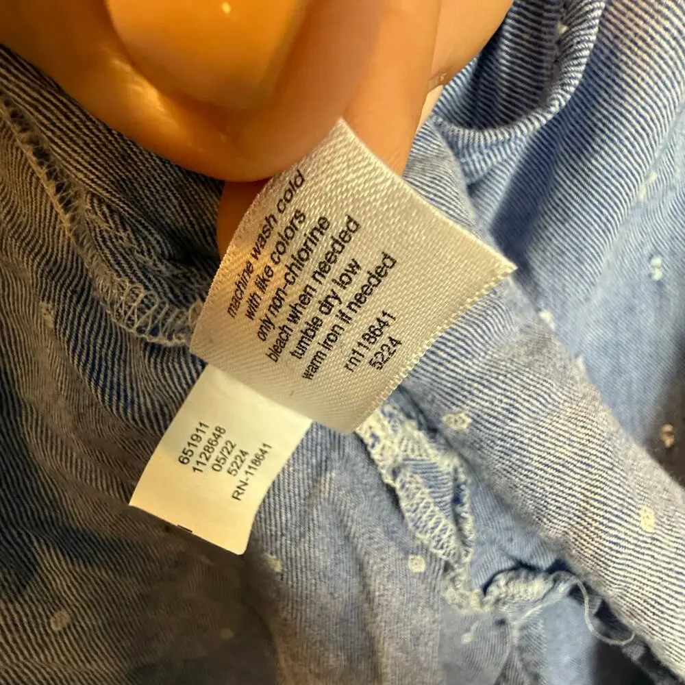 Lane Bryant Chambray Cotton Top Blouse Shirt Blue Popover Swing Size 22 24